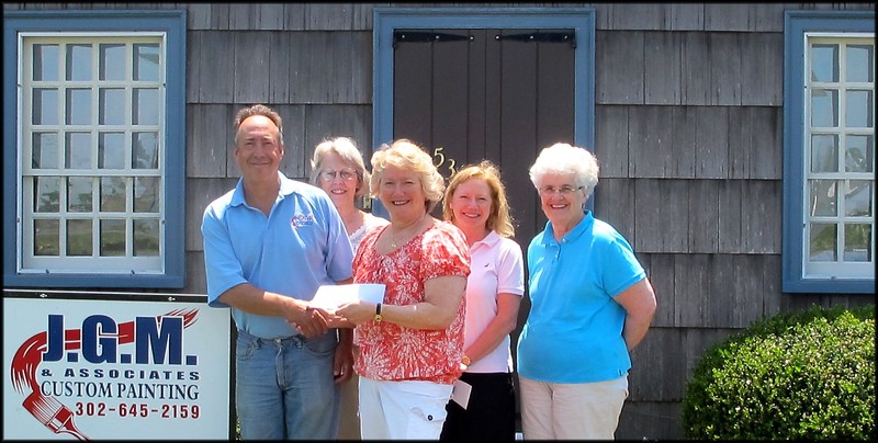 Celebrating the completion of the current restoration project of the historic Maull House are (l-r) John Mancuso, JGM & Associates Custom Painting; Nancy Barlow, regent, Col. David Hall Chapter NSDAR; Patti Haas, project coordinator for the Col. David Hall Chapter; Denise Clemons, vice regent; and Marjorie Frampton, honorary state regent. SOURCE SUBMITTED
